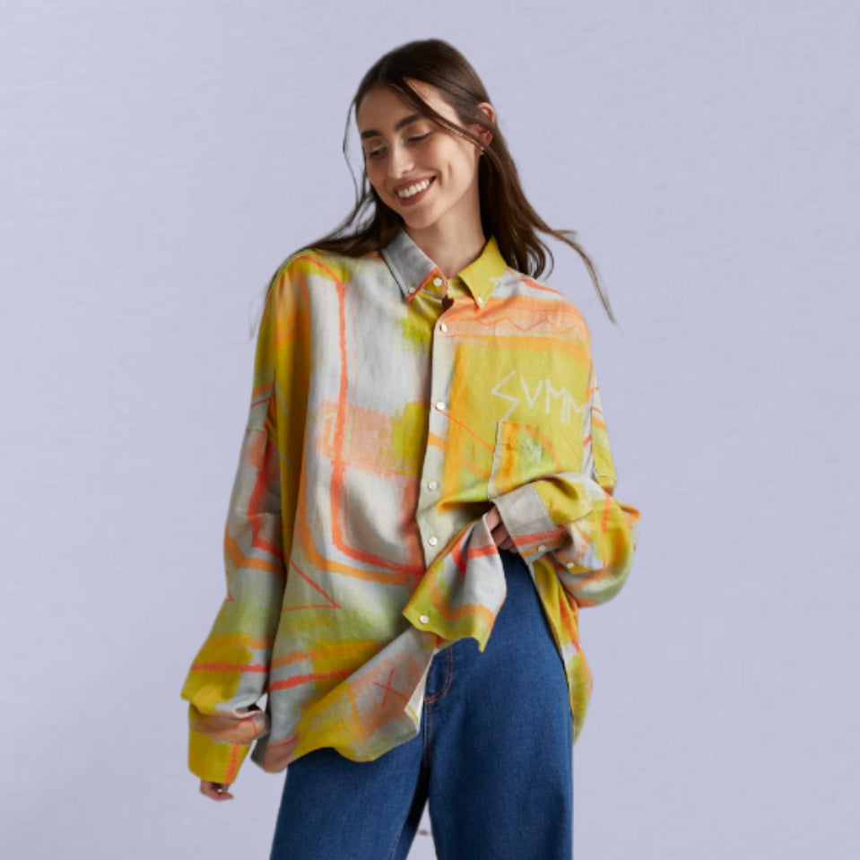 SUMMI SUMMI Womens Oversized Long Sleeve  Shirt - Sigil, WOMENS TOPS & SHIRTS, SUMMI SUMMI, Elwood 101