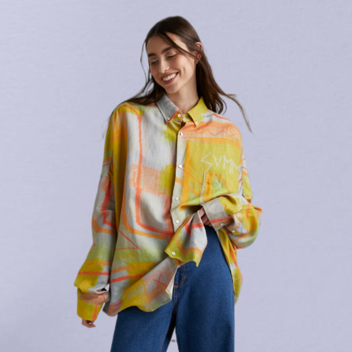 SUMMI SUMMI Womens Oversized Long Sleeve  Shirt - Sigil, WOMENS TOPS & SHIRTS, SUMMI SUMMI, Elwood 101