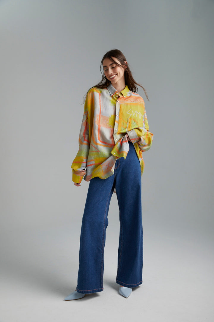 SUMMI SUMMI Womens Oversized Long Sleeve  Shirt - Sigil, WOMENS TOPS & SHIRTS, SUMMI SUMMI, Elwood 101