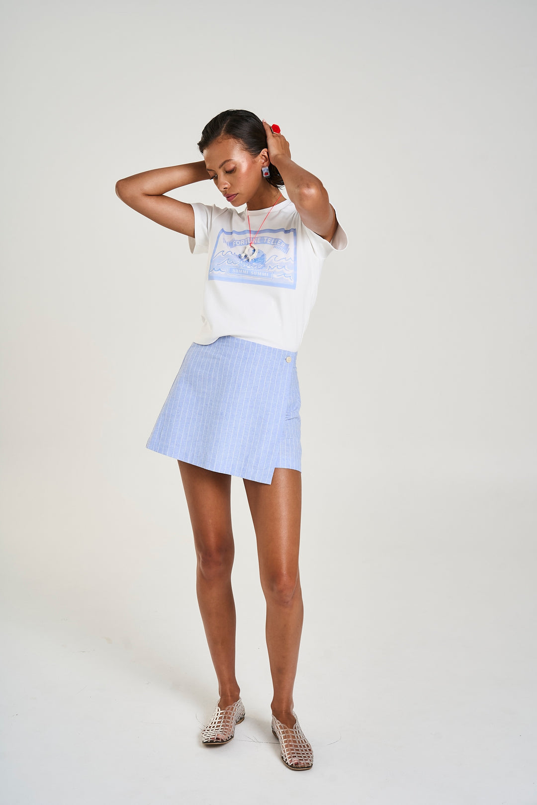SUMMI SUMMI Womens A-Sym Skort in Sea Stripe