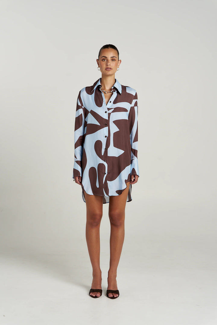 SUMMI SUMMI Womens Ash Long Sleeve Shirt in Mirage Print, WOMENS TOPS & SHIRTS, SUMMI SUMMI, Elwood 101