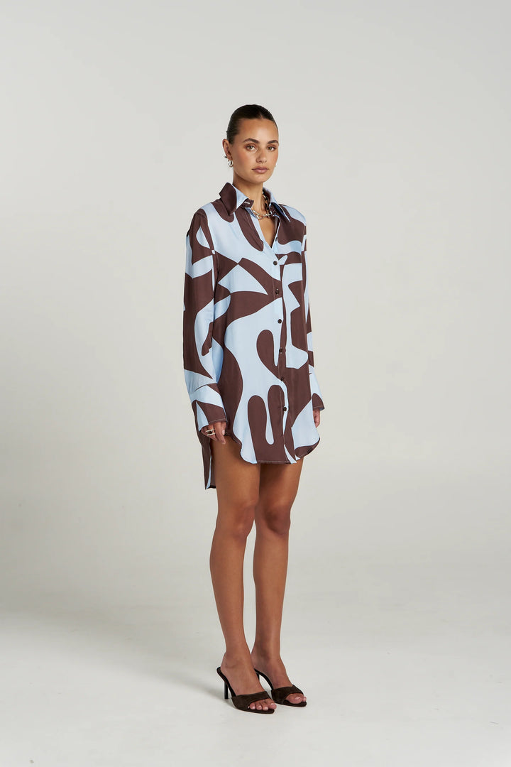 SUMMI SUMMI Womens Ash Long Sleeve Shirt in Mirage Print, WOMENS TOPS & SHIRTS, SUMMI SUMMI, Elwood 101