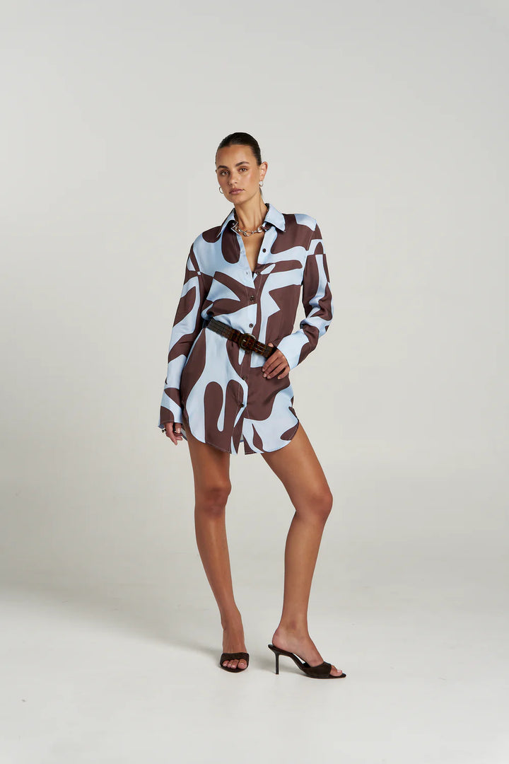 SUMMI SUMMI Womens Ash Long Sleeve Shirt in Mirage Print, WOMENS TOPS & SHIRTS, SUMMI SUMMI, Elwood 101