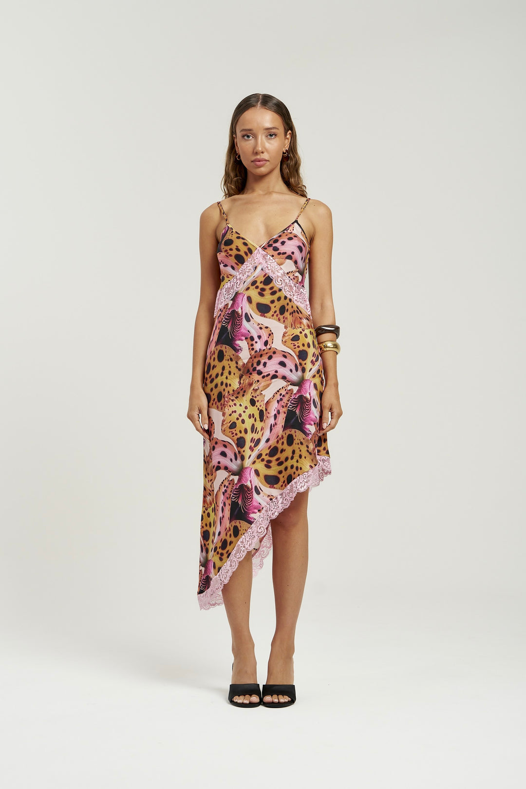 SUMMI SUMMI Womens Asym Siren Dress in Orchid Print, WOMENS DRESSES, SUMMI SUMMI, Elwood 101