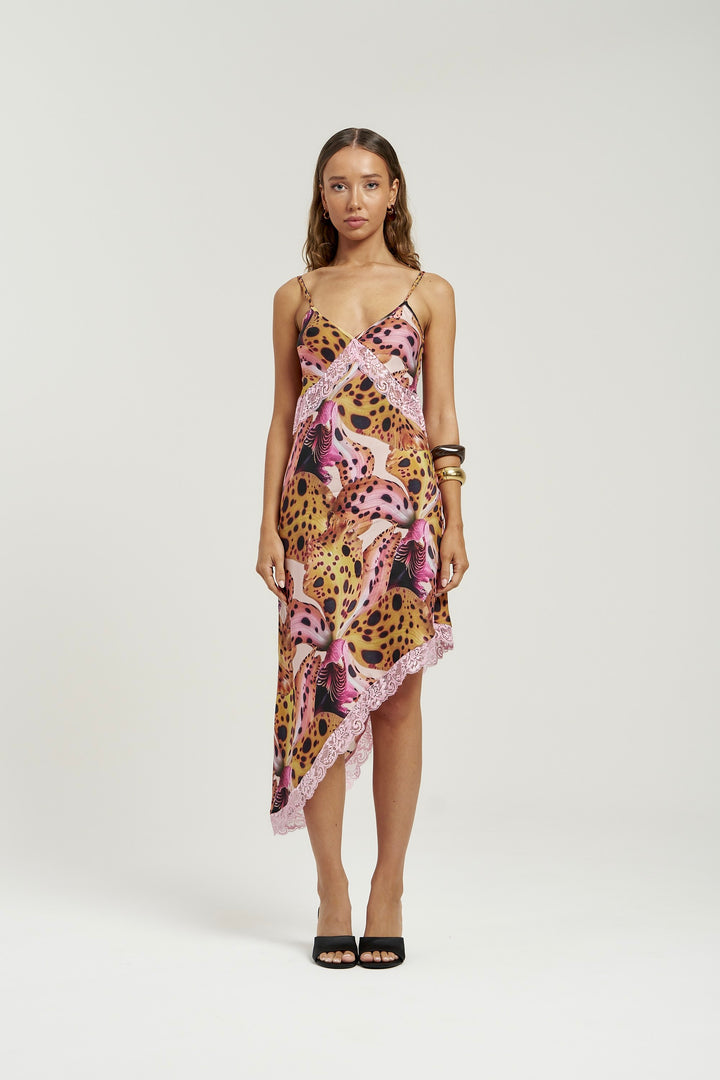 SUMMI SUMMI Womens Asym Siren Dress in Orchid Print, WOMENS DRESSES, SUMMI SUMMI, Elwood 101