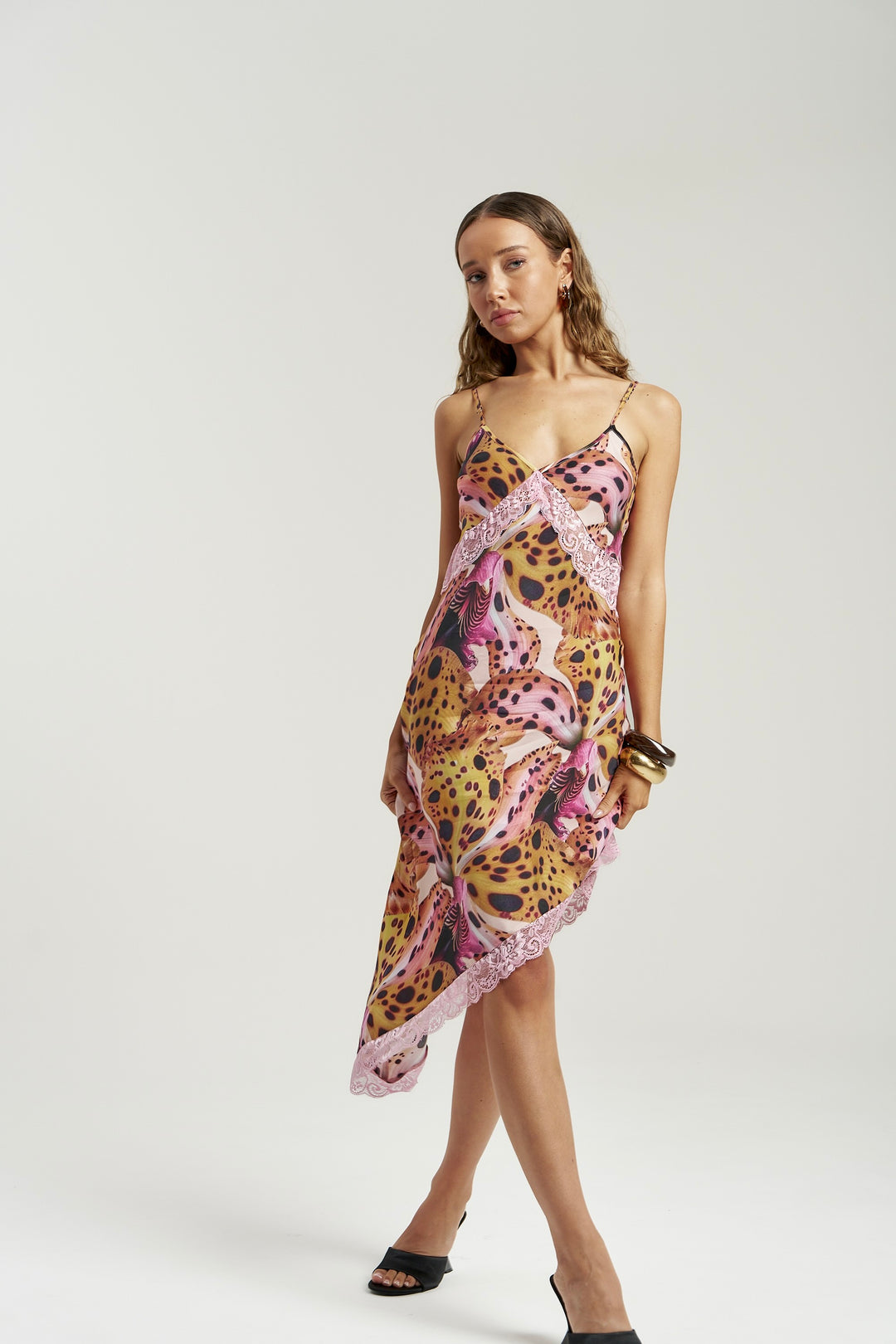 SUMMI SUMMI Womens Asym Siren Dress in Orchid Print, WOMENS DRESSES, SUMMI SUMMI, Elwood 101