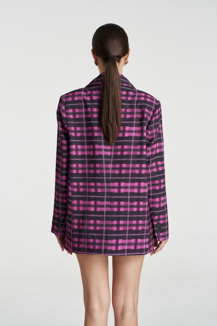 SUMMI SUMMI Womens Oversized Blazer in Azalea Plaid