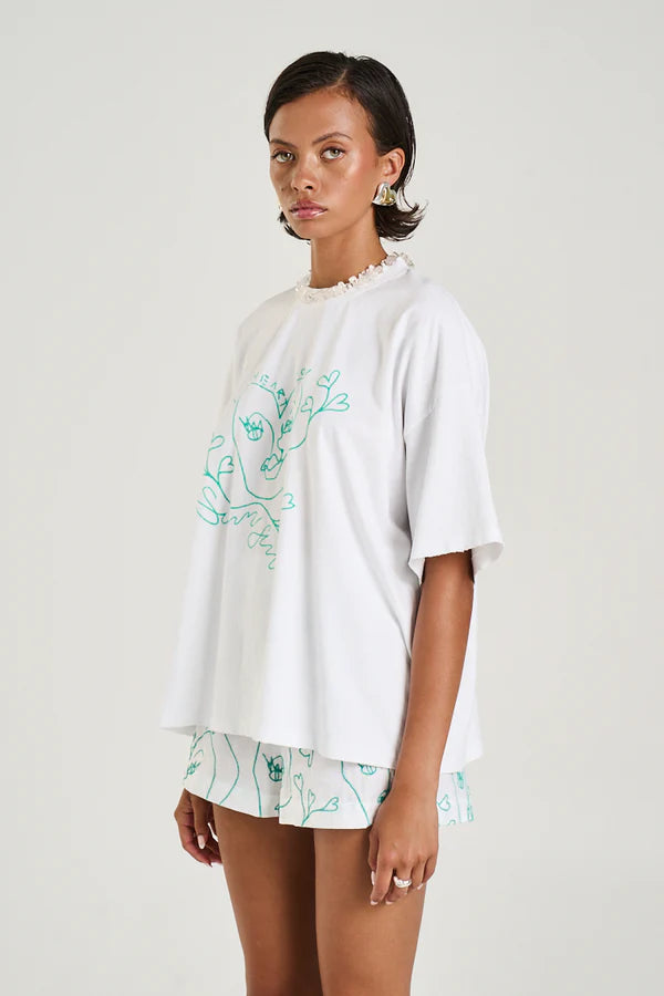 SUMMI SUMMI Womens Band Tee I Heart U in White