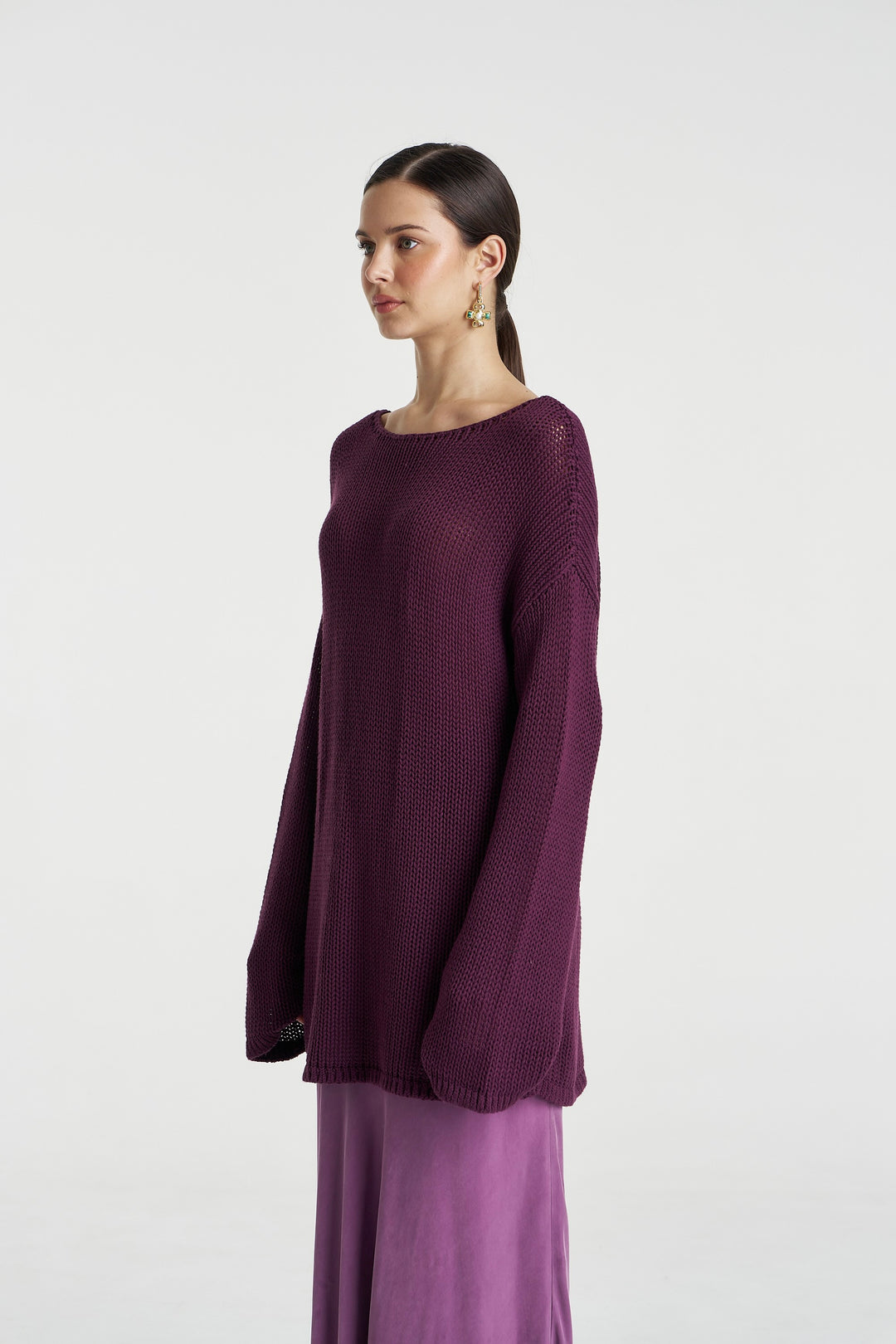 SUMMI SUMMI Womens Bell Long Sleeve Knit in Mulberry