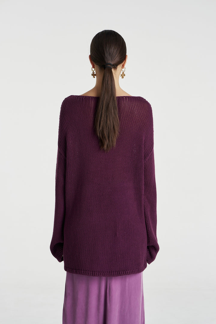 SUMMI SUMMI Womens Bell Long Sleeve Knit in Mulberry