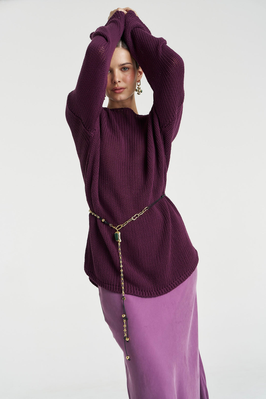 SUMMI SUMMI Womens Bell Long Sleeve Knit in Mulberry
