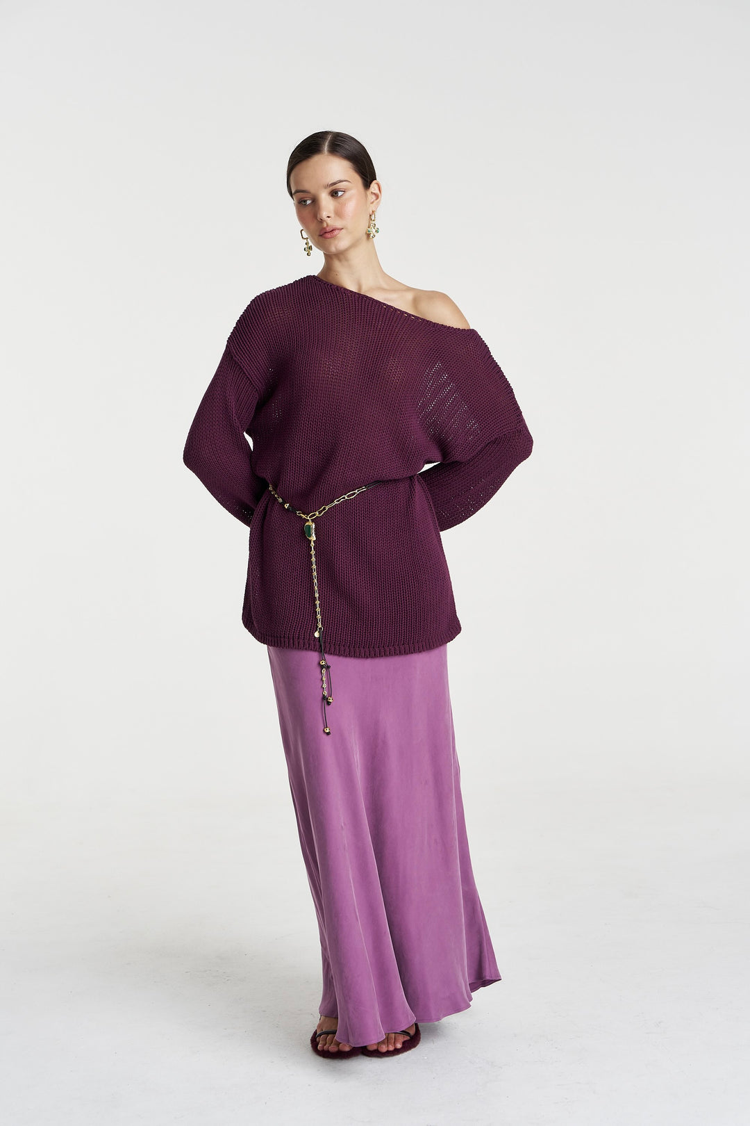 SUMMI SUMMI Womens Bell Long Sleeve Knit in Mulberry