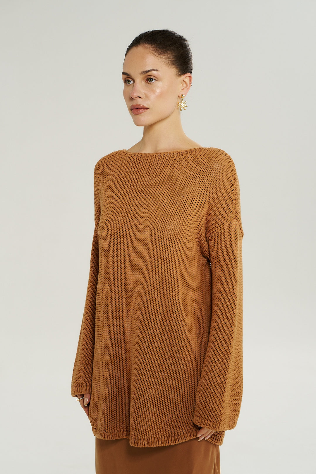 SUMMI SUMMI Womens Bell Long Sleeve Knit in Toffee, WOMENS KNITS & SWEATERS, SUMMI SUMMI, Elwood 101