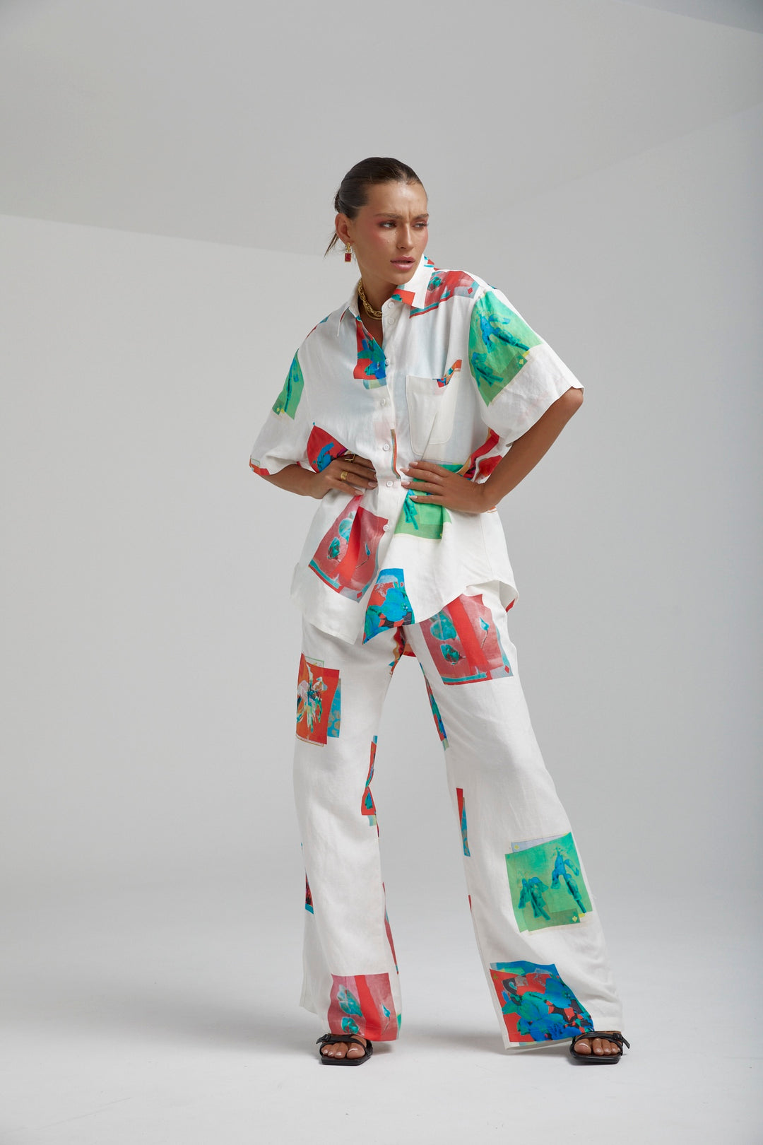 SUMMI SUMMI Womens Linen Big Shirt - Montage White, WOMENS TOPS & SHIRTS, SUMMI SUMMI, Elwood 101