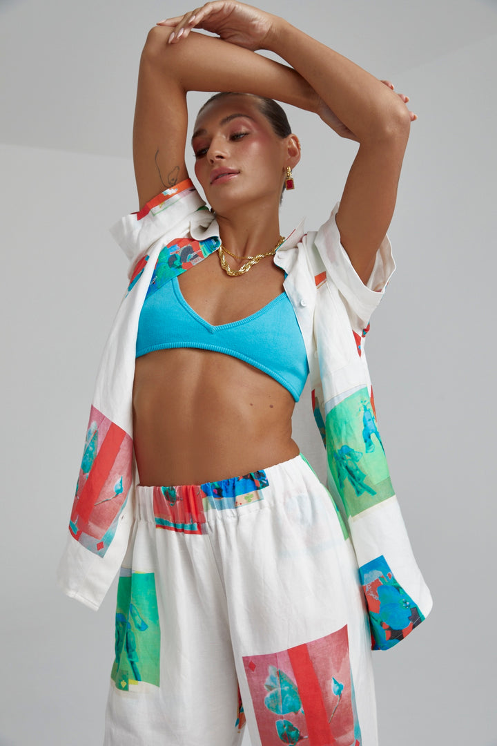 SUMMI SUMMI Womens Linen Big Shirt - Montage White, WOMENS TOPS & SHIRTS, SUMMI SUMMI, Elwood 101