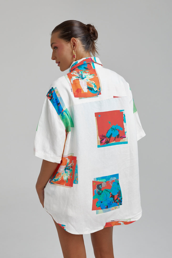 SUMMI SUMMI Womens Linen Big Shirt - Montage White, WOMENS TOPS & SHIRTS, SUMMI SUMMI, Elwood 101