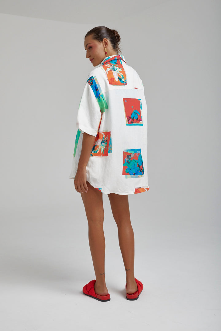 SUMMI SUMMI Womens Linen Big Shirt - Montage White, WOMENS TOPS & SHIRTS, SUMMI SUMMI, Elwood 101