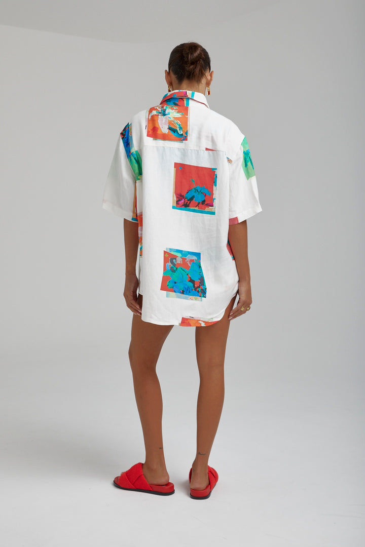 SUMMI SUMMI Womens Linen Big Shirt - Montage White, WOMENS TOPS & SHIRTS, SUMMI SUMMI, Elwood 101