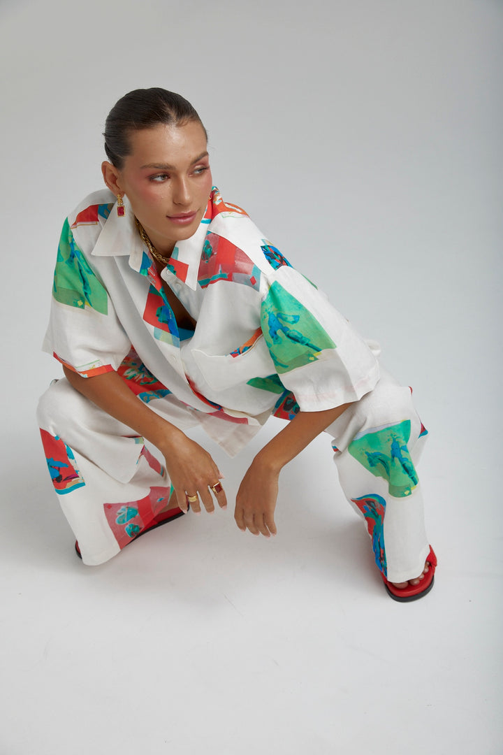 SUMMI SUMMI Womens Linen Big Shirt - Montage White, WOMENS TOPS & SHIRTS, SUMMI SUMMI, Elwood 101