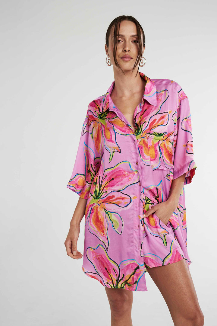SUMMI SUMMI Womens Big Shirt Lilac Lily, WOMENS TOPS & SHIRTS, SUMMI SUMMI, Elwood 101