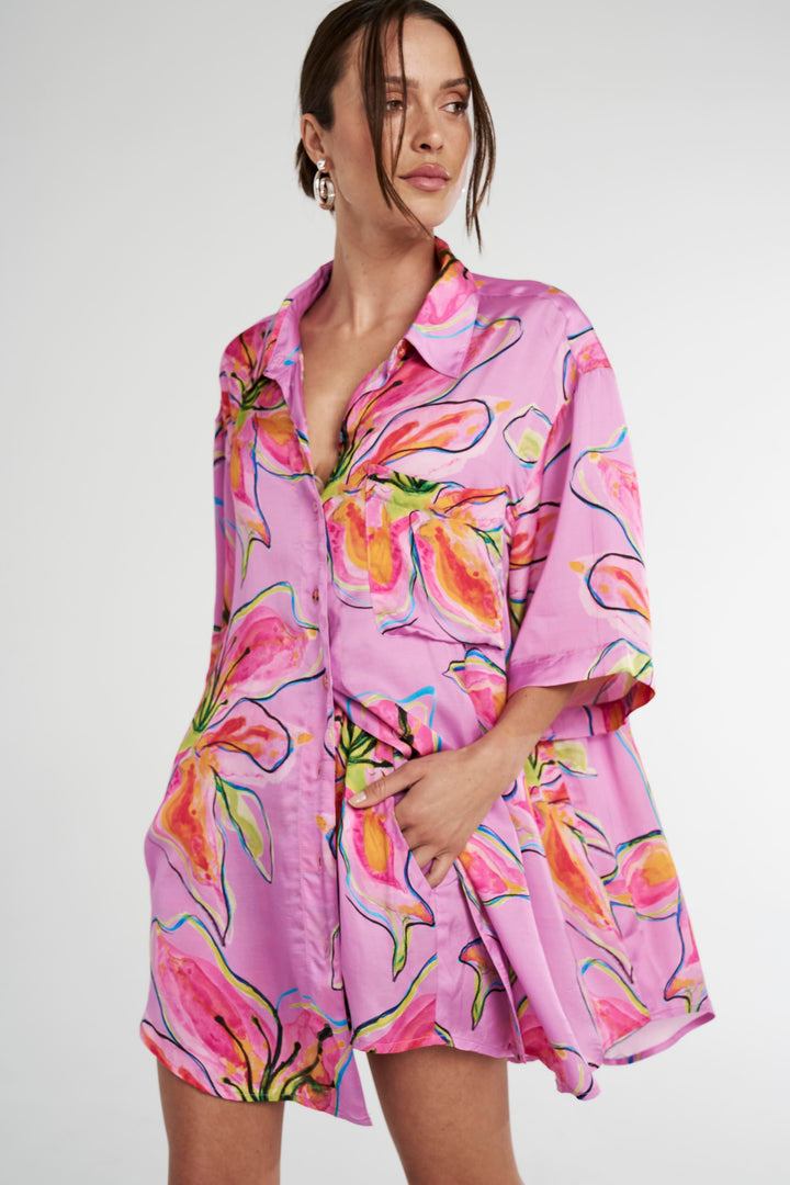 SUMMI SUMMI Womens Big Shirt Lilac Lily, WOMENS TOPS & SHIRTS, SUMMI SUMMI, Elwood 101