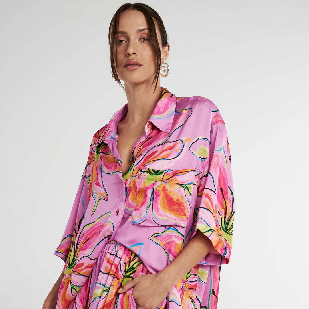 SUMMI SUMMI Womens Big Shirt Lilac Lily, WOMENS TOPS & SHIRTS, SUMMI SUMMI, Elwood 101