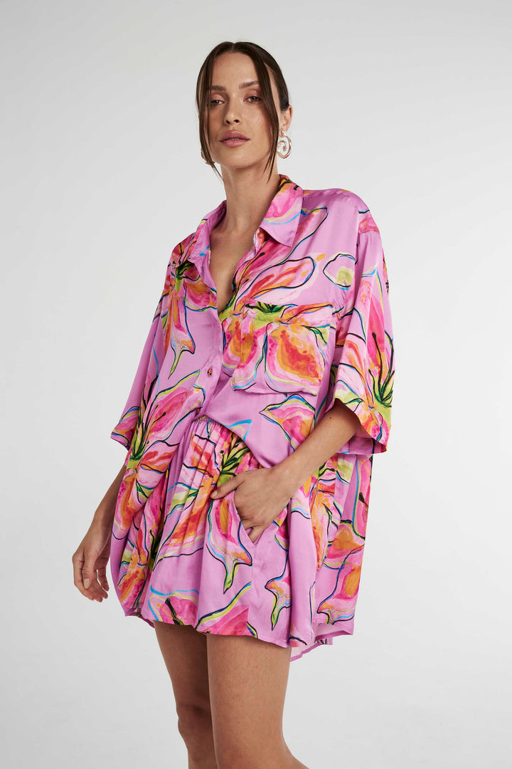 SUMMI SUMMI Womens Big Shirt Lilac Lily, WOMENS TOPS & SHIRTS, SUMMI SUMMI, Elwood 101