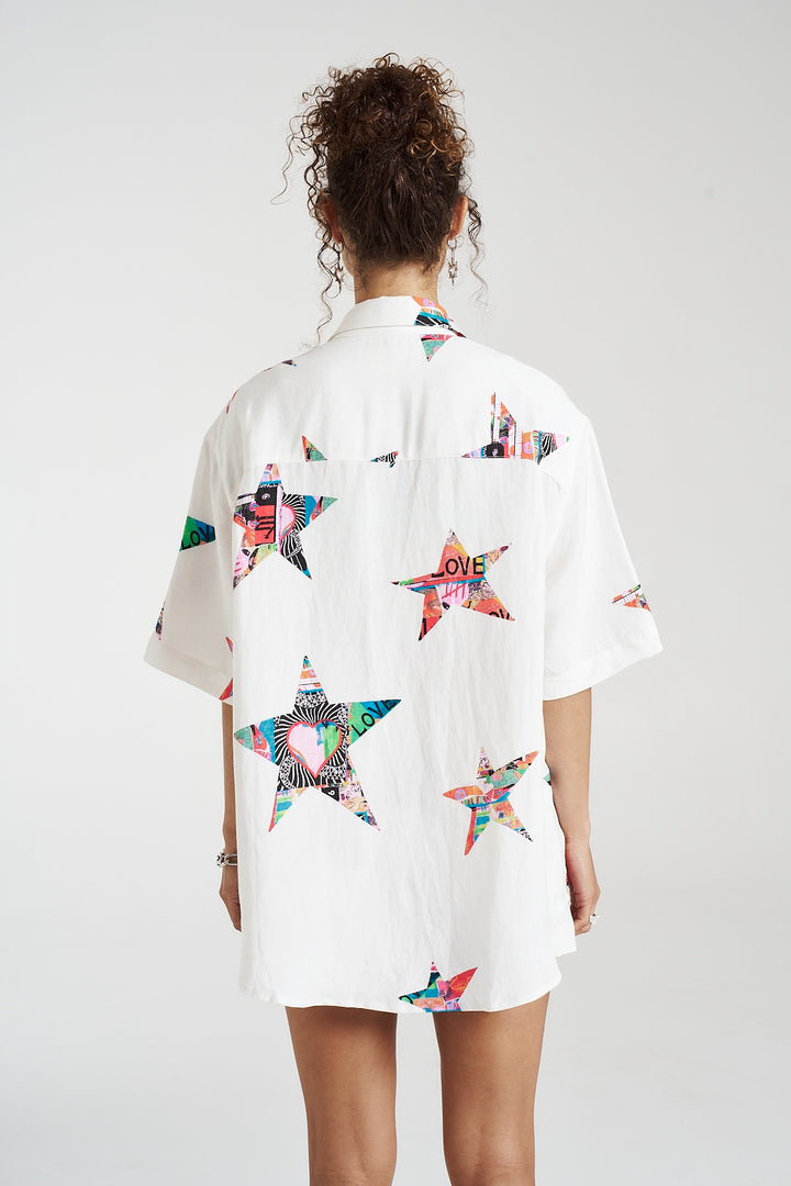 SUMMI SUMMI Womens Big Shirt Linen - Star X Lovers, WOMENS TOPS & SHIRTS, SUMMI SUMMI, Elwood 101