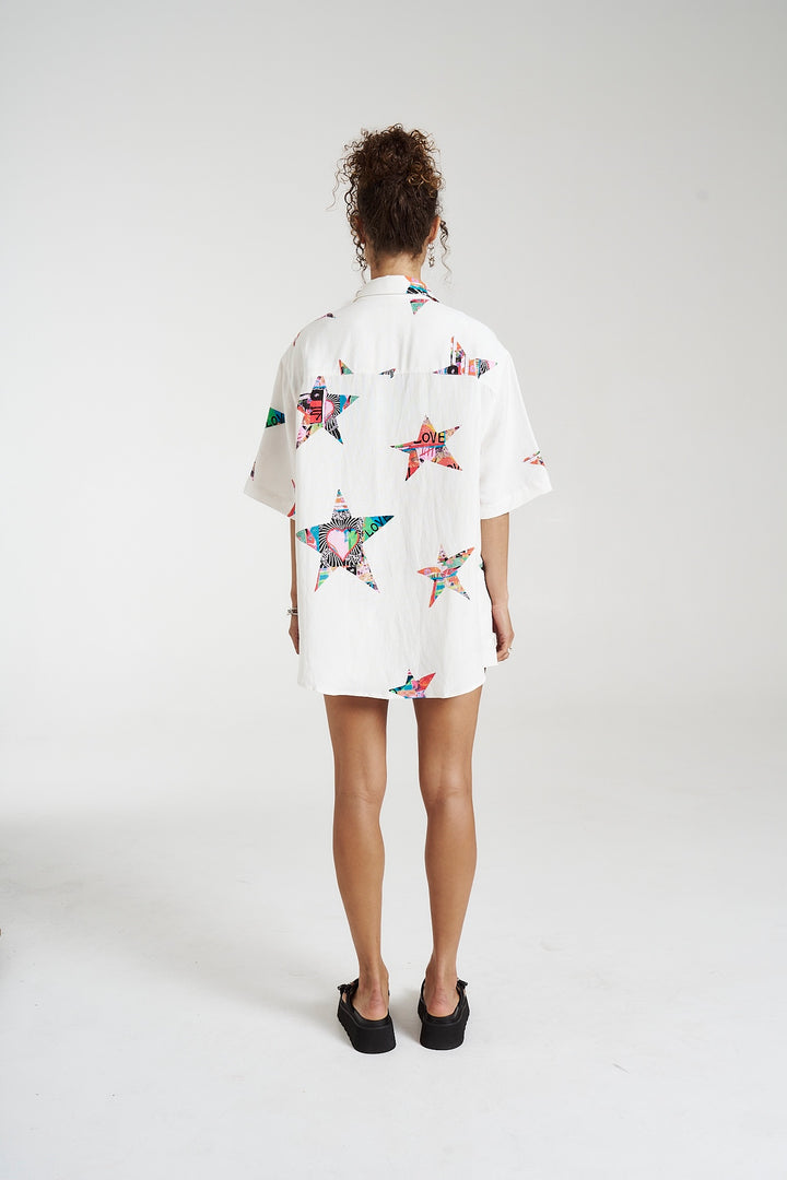 SUMMI SUMMI Womens Big Shirt Linen - Star X Lovers, WOMENS TOPS & SHIRTS, SUMMI SUMMI, Elwood 101
