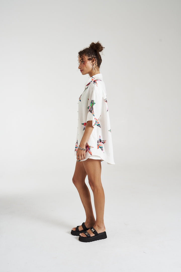 SUMMI SUMMI Womens Big Shirt Linen - Star X Lovers, WOMENS TOPS & SHIRTS, SUMMI SUMMI, Elwood 101