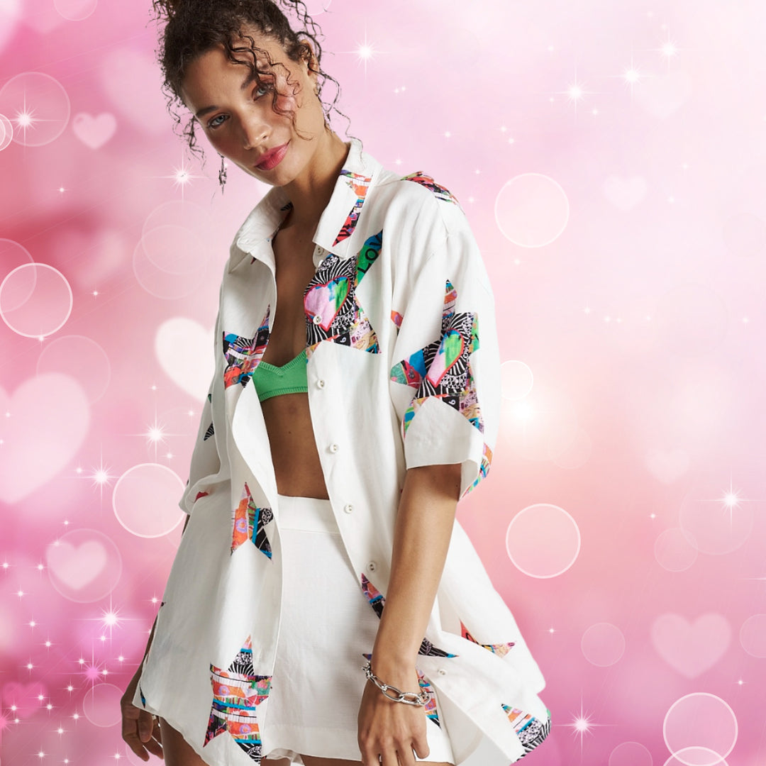 SUMMI SUMMI Womens Big Shirt Linen - Star X Lovers, WOMENS TOPS & SHIRTS, SUMMI SUMMI, Elwood 101