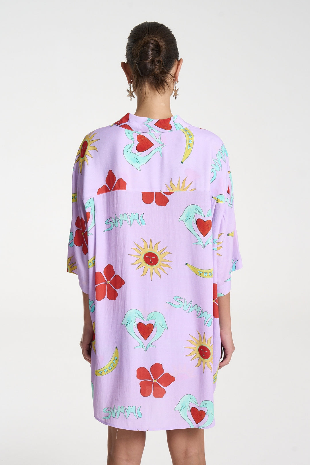 SUMMI SUMMI Womens Big Shirt in Lilac Troppo, WOMENS TOPS & SHIRTS, SUMMI SUMMI, Elwood 101