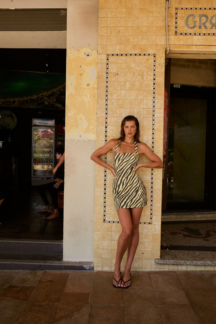 SUMMI SUMMI Womens Bloom Mini Dress in Zebra Print, WOMENS DRESSES, SUMMI SUMMI, Elwood 101