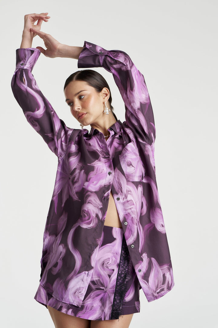 SUMMI SUMMI Womens Boss Long Sleeve Shirt in Velvet Shadow, WOMENS TOPS & SHIRTS, SUMMI SUMMI, Elwood 101