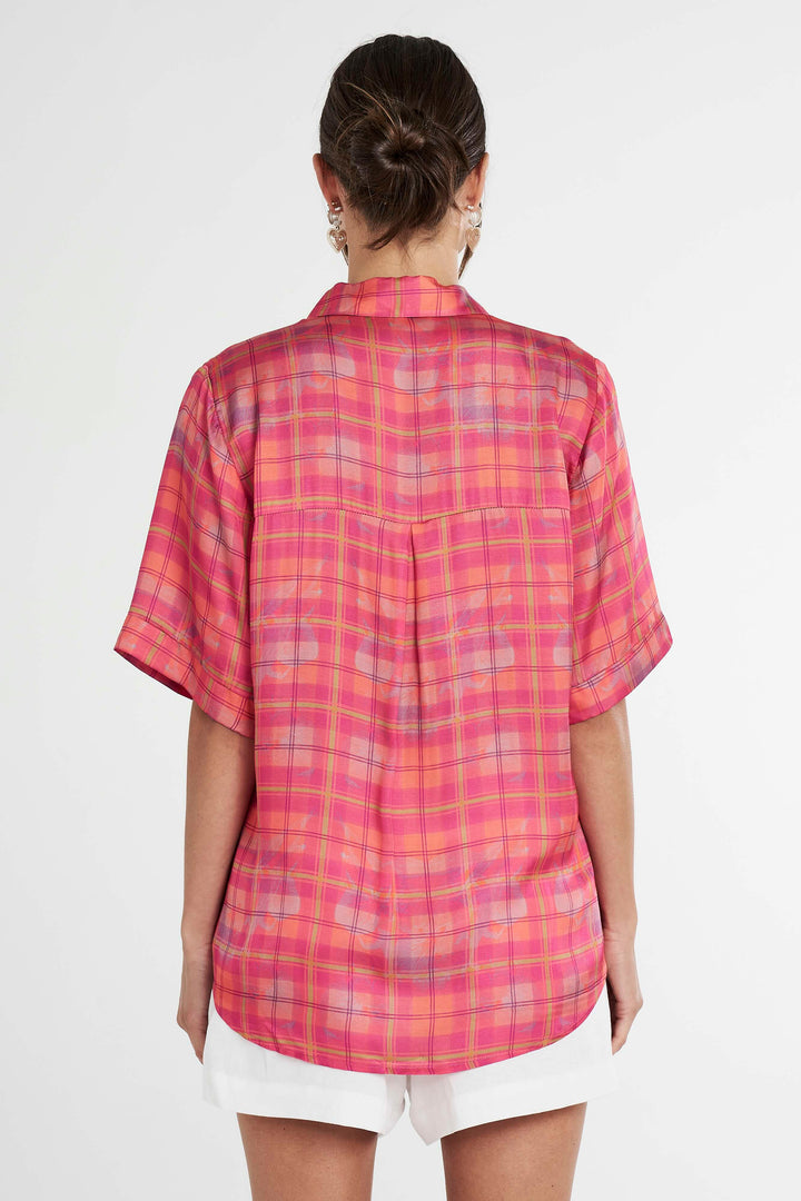 SUMMI SUMMI Womens Button Up Shirt Neon Plaid, WOMENS TOPS & SHIRTS, SUMMI SUMMI, Elwood 101