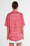 SUMMI SUMMI Womens Button Up Shirt Neon Plaid
