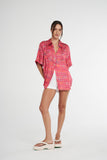 SUMMI SUMMI Womens Button Up Shirt Neon Plaid