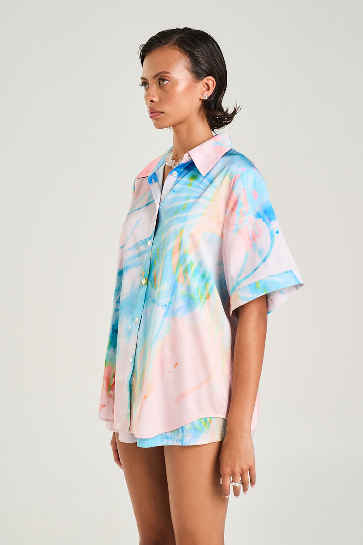SUMMI SUMMI Womens Button Up Shirt in Medusa Phase Print