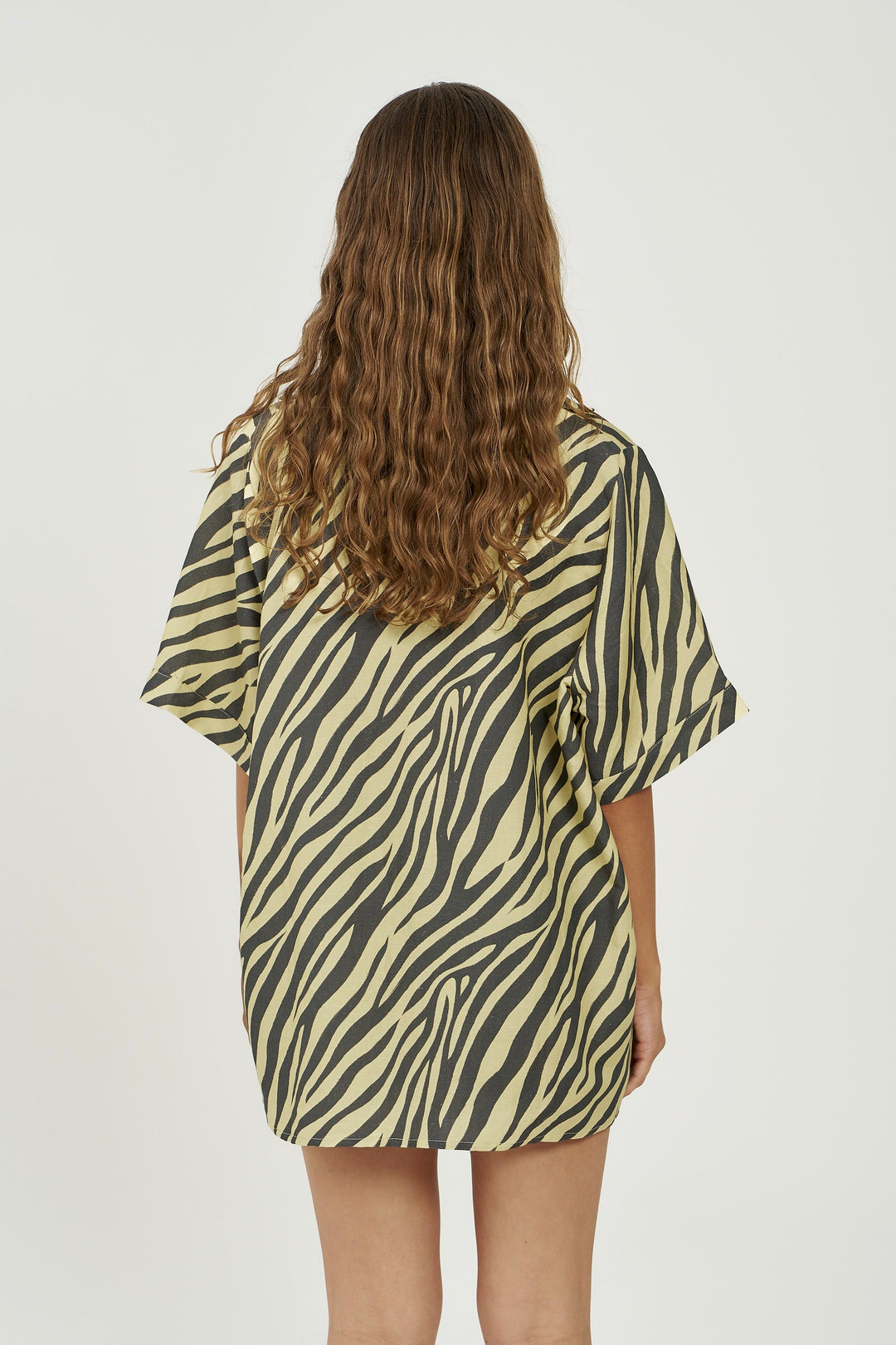 SUMMI SUMMI Womens Button Up Short Sleeve Linen Shirt in Zebra Print, WOMENS TOPS & SHIRTS, SUMMI SUMMI, Elwood 101
