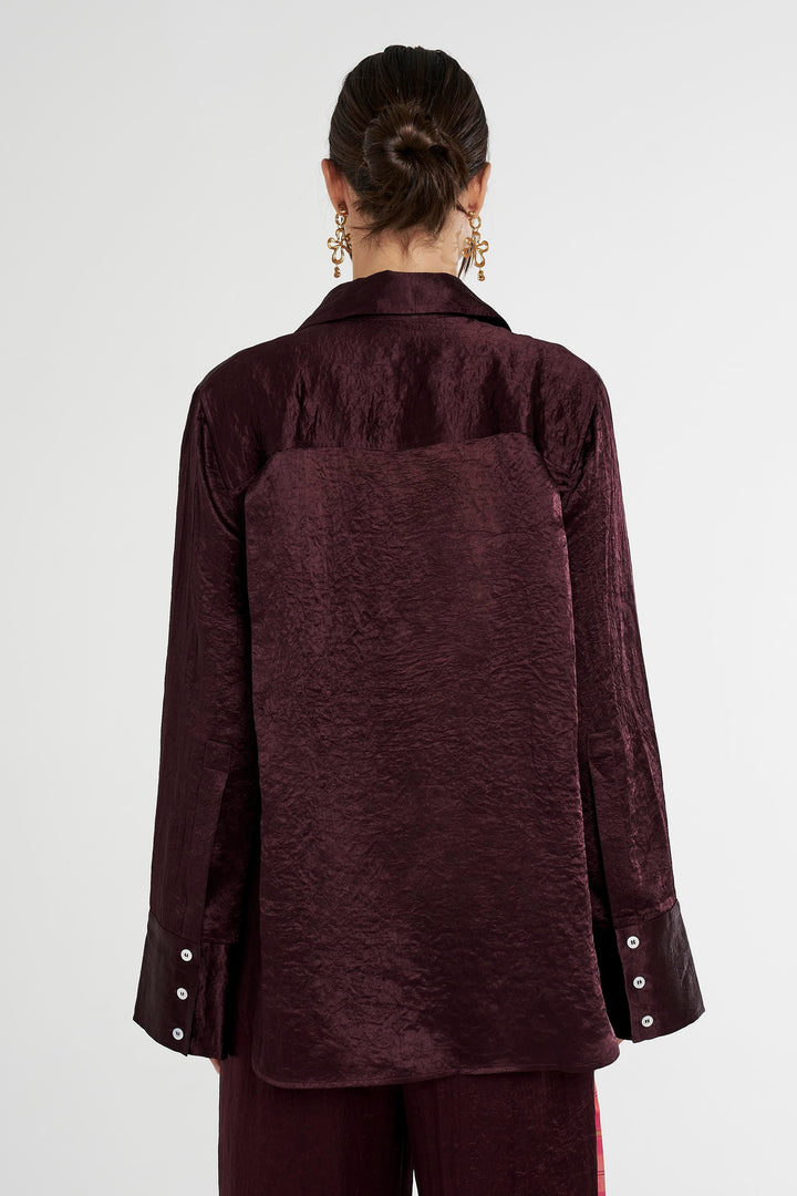 SUMMI SUMMI Womens Cuff Shirt - Plum, WOMENS TOPS & SHIRTS, SUMMI SUMMI, Elwood 101