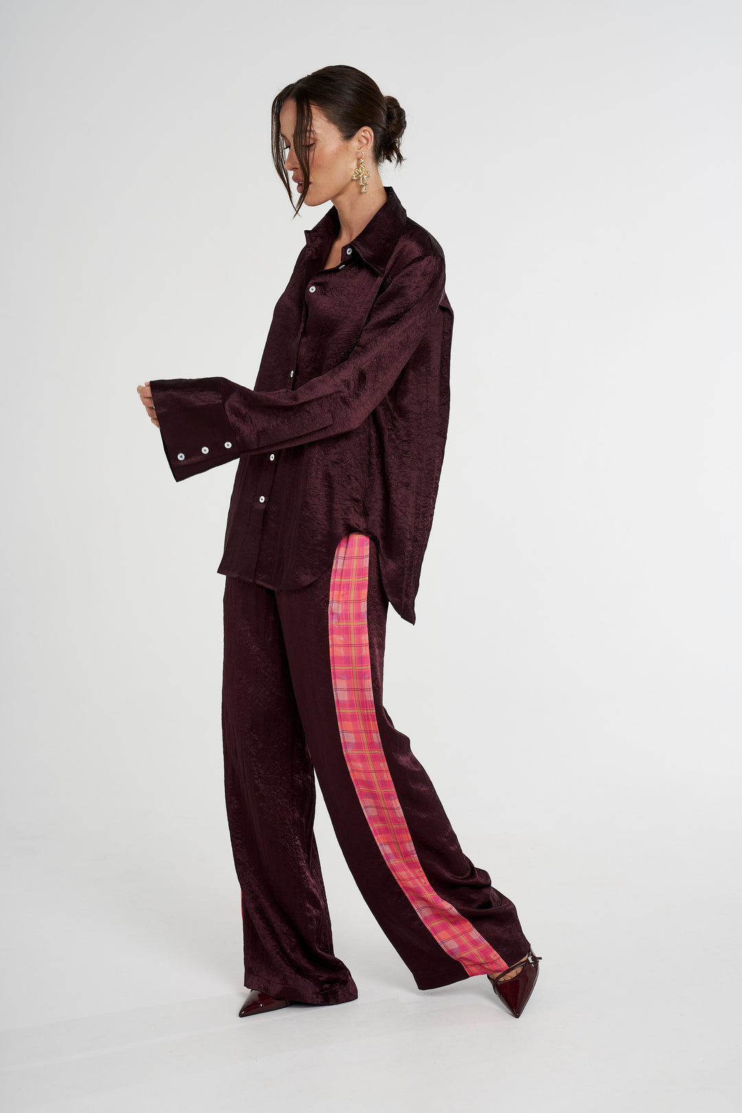 SUMMI SUMMI Womens Cuff Shirt - Plum, WOMENS TOPS & SHIRTS, SUMMI SUMMI, Elwood 101
