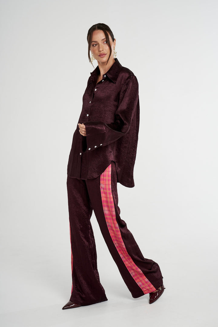 SUMMI SUMMI Womens Cuff Shirt - Plum, WOMENS TOPS & SHIRTS, SUMMI SUMMI, Elwood 101