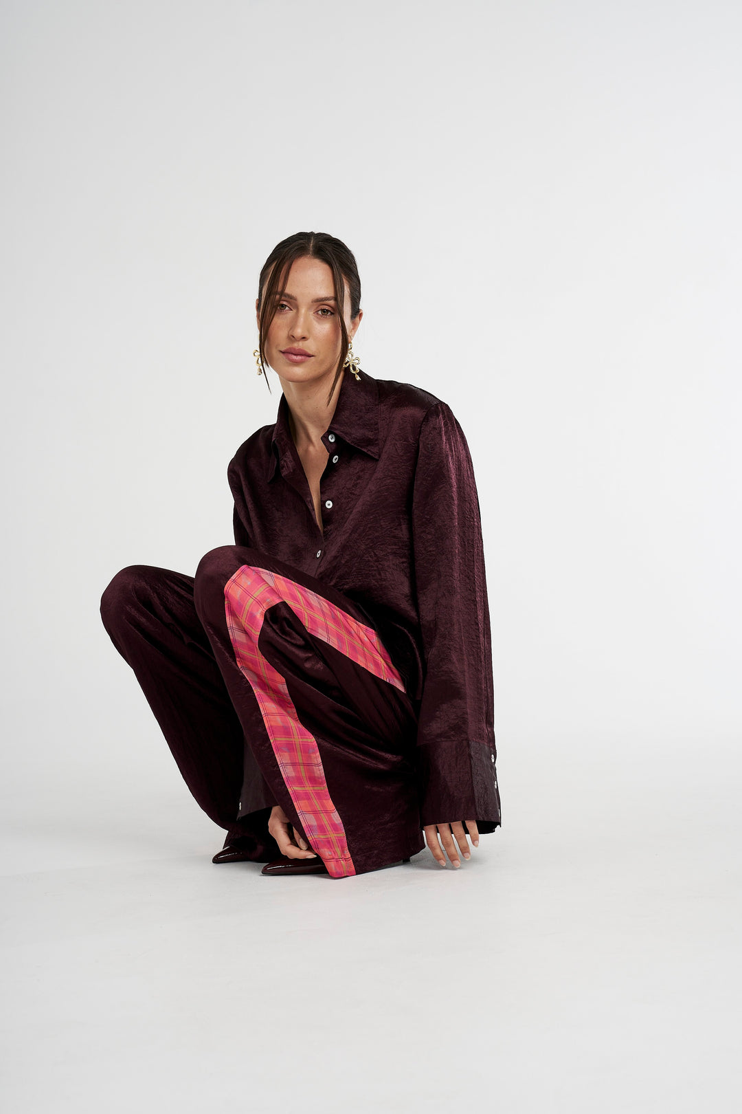 SUMMI SUMMI Womens Cuff Shirt - Plum, WOMENS TOPS & SHIRTS, SUMMI SUMMI, Elwood 101