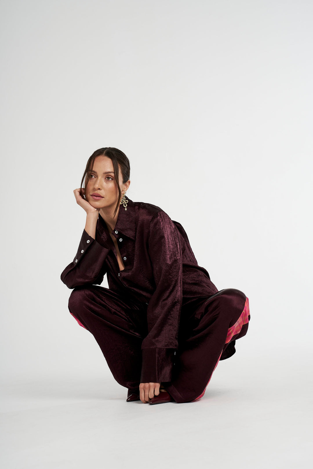 SUMMI SUMMI Womens Cuff Shirt - Plum, WOMENS TOPS & SHIRTS, SUMMI SUMMI, Elwood 101