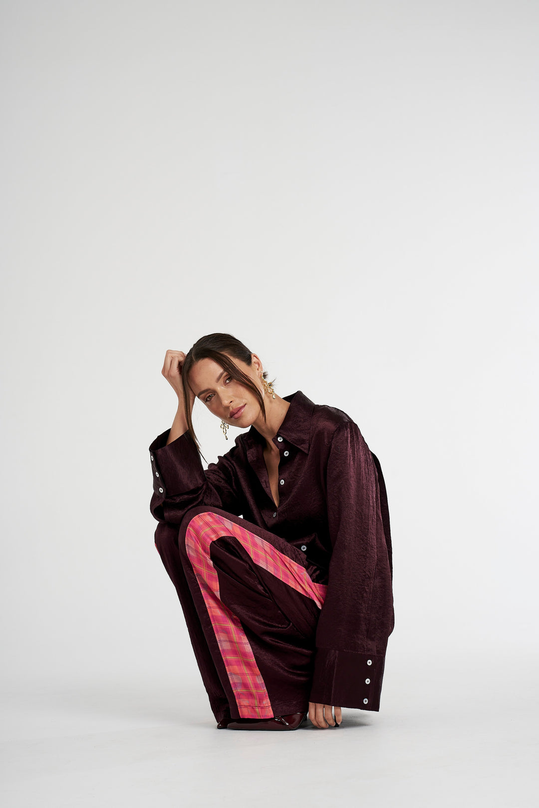 SUMMI SUMMI Womens Cuff Shirt - Plum, WOMENS TOPS & SHIRTS, SUMMI SUMMI, Elwood 101