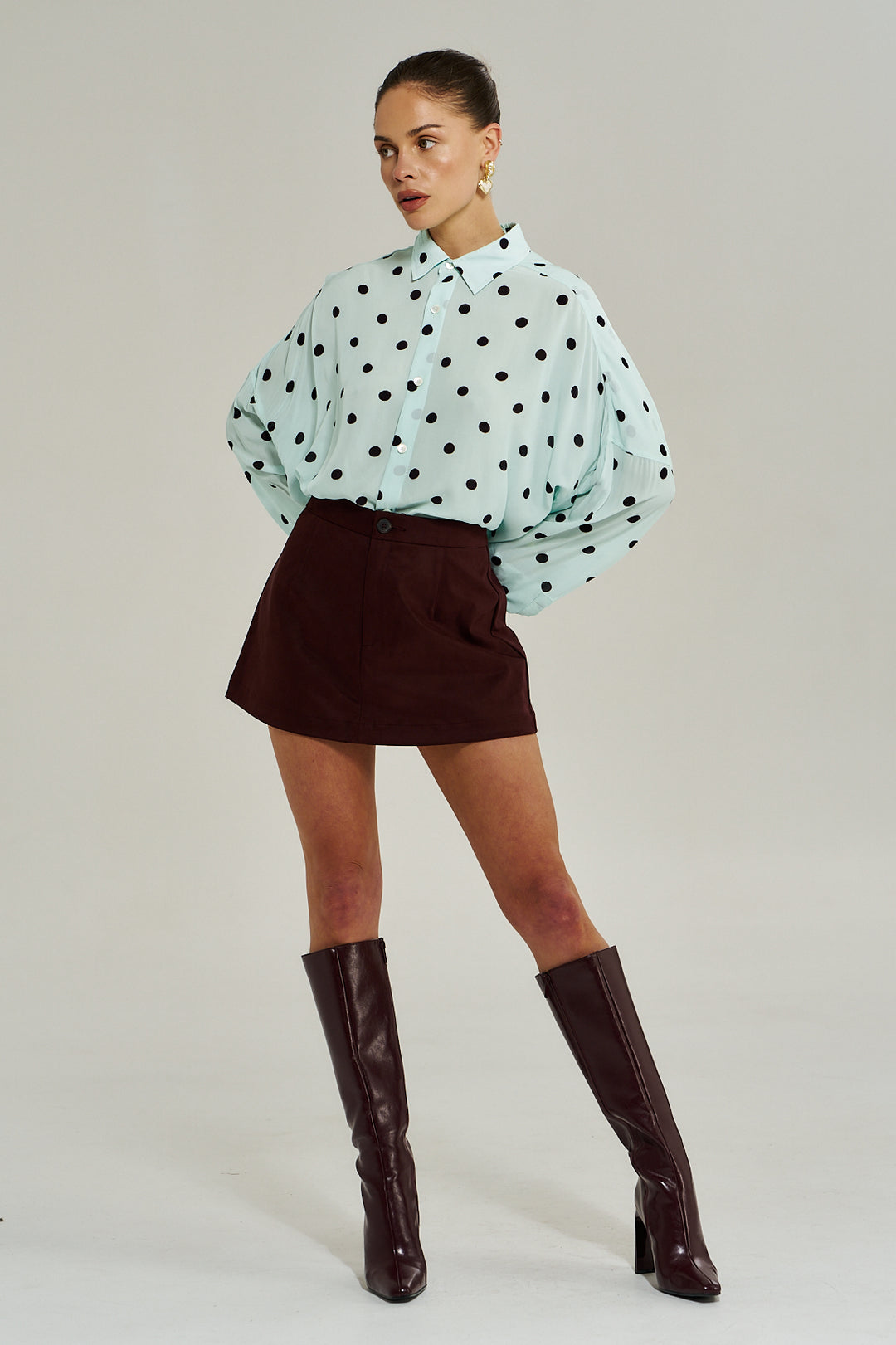 SUMMI SUMMI Womens Dotti Long Sleeve Shirt in Pinot Drop Pid, WOMENS TOPS & SHIRTS, SUMMI SUMMI, Elwood 101