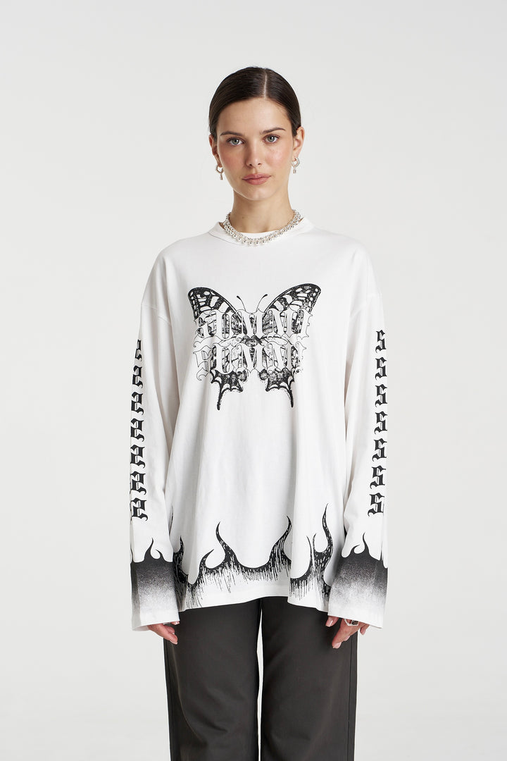 SUMMI SUMMI Womens Eden Long Sleeve Tee in Lily White