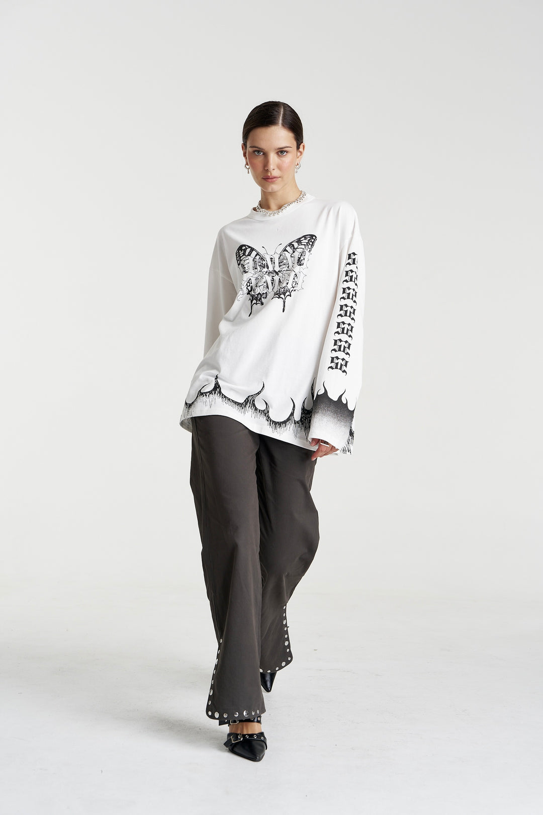 SUMMI SUMMI Womens Eden Long Sleeve Tee in Lily White