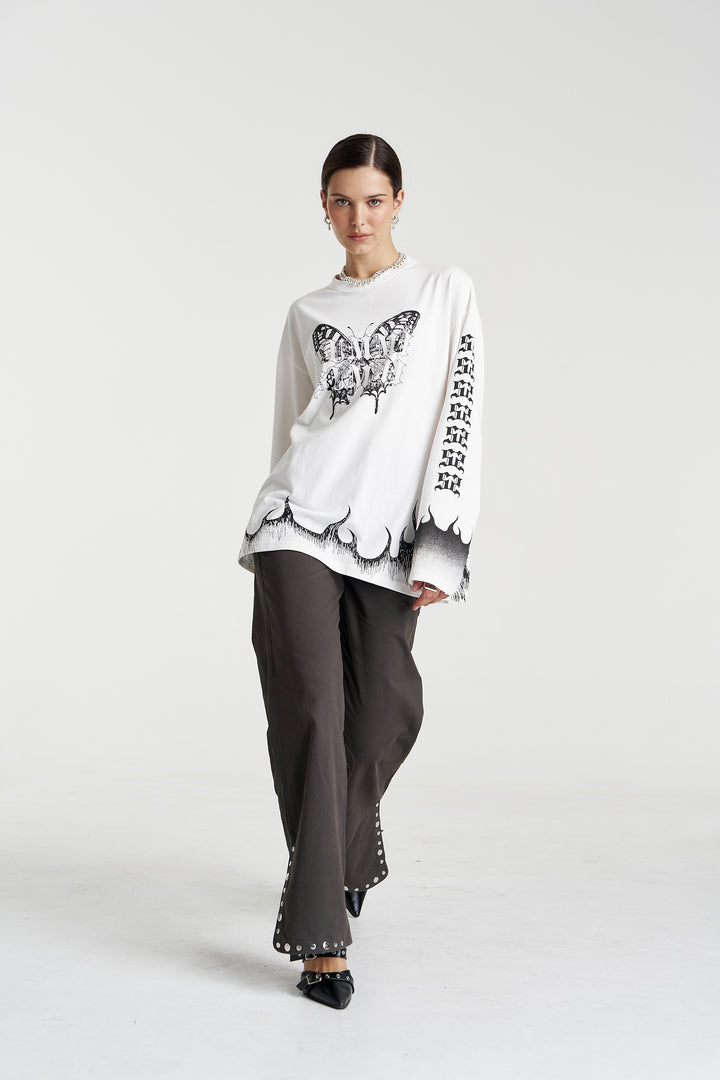 SUMMI SUMMI Womens Eden Long Sleeve Tee in Lily White