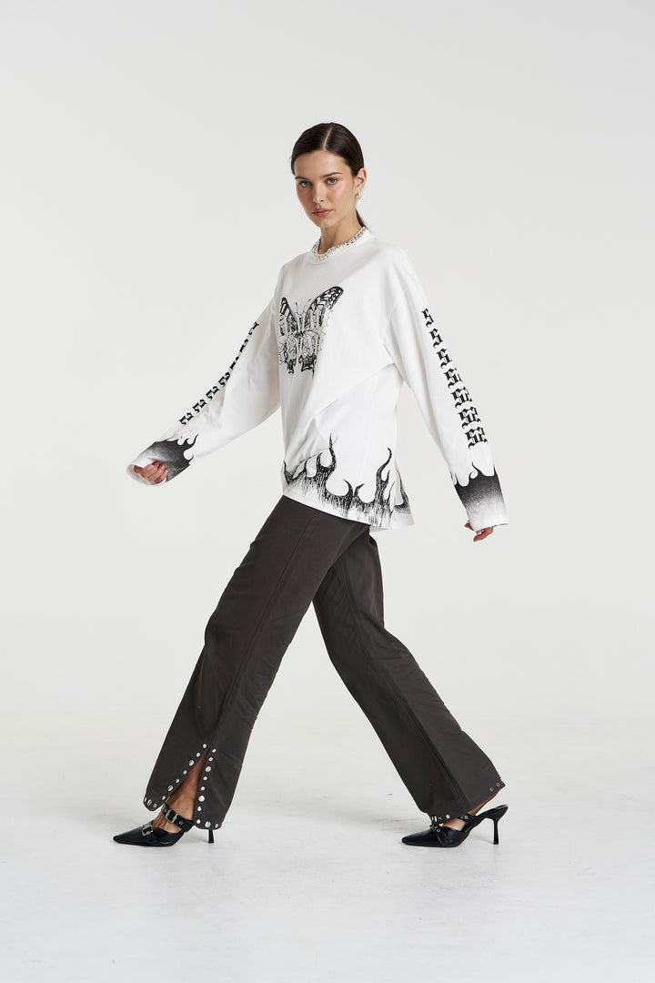SUMMI SUMMI Womens Eden Long Sleeve Tee in Lily White
